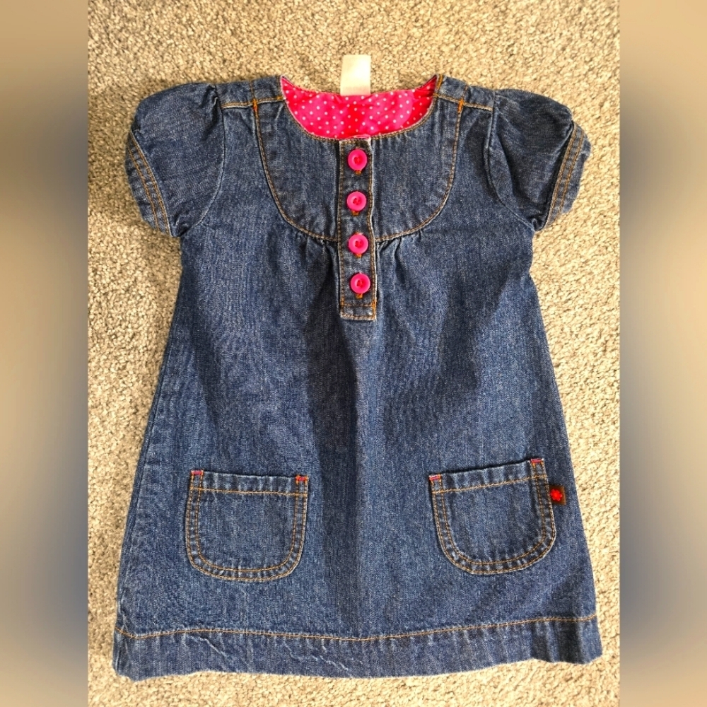 Carters Denim with Pink Buttons size 18 month dress Great Pre-loved condition